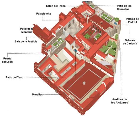 3D orientation map of the Alcazar palace, Seville | Alcazar seville ...