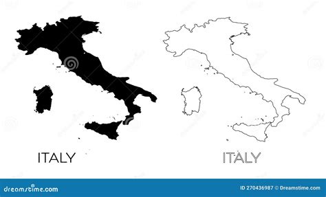 Italy map silhouette stock illustration. Illustration of alegria - 270436987