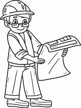 Architect With A Blueprint Isolated Coloring Page 23093713 Vector Art  sketch template