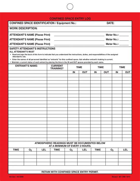 Confined Space Entry/Hot Work Permit – Celanese Bishop