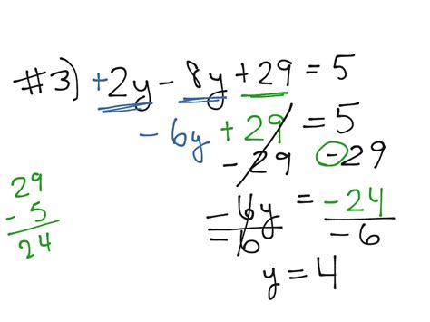 Solving 2y-8y+29=5 | Math, Algebra, solving-equations | ShowMe