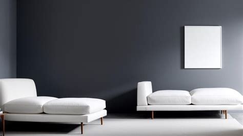 Premium AI Image | A black wall with two white couches and a painting ...