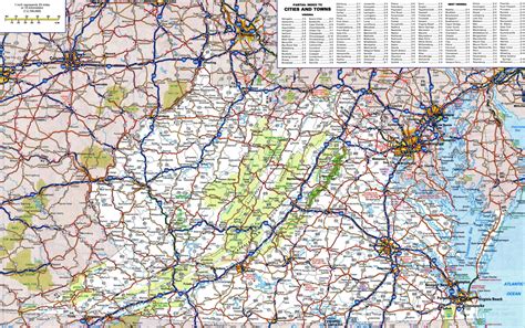 Laminated Map Large Detailed Roads And Highways Map Of West Virginia ...