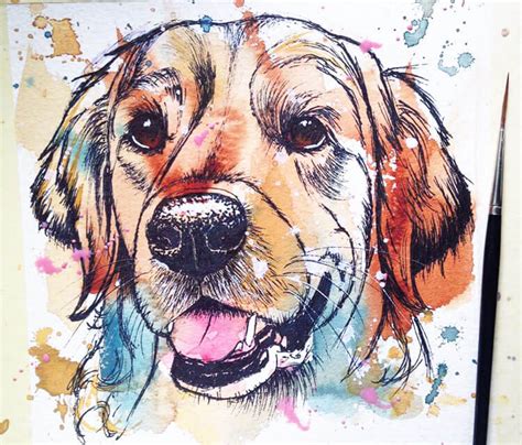 Golden Retriever watercolor painting by Tori Ratcliffe Art | No. 2251