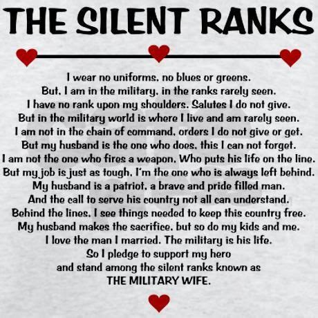 The Silent Ranks Poem Light T-Shirt | Military wife quotes, Army wife quotes, Military wife