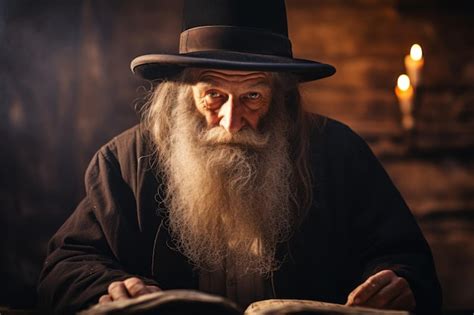 Premium Photo | Portrait of Jewish Orthodox man old Jew in black reading holy book generative AI ...