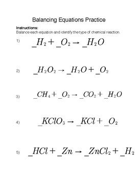 Balancing Chemical Equations Practice by Kiel Kietlinski | TPT