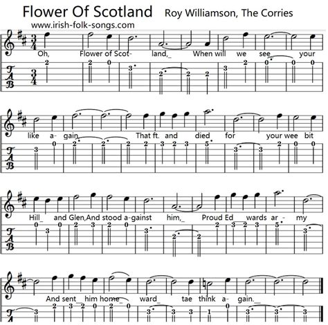 Flower Of Scotland Lyrics & Easy Guitar Chords - Irish folk songs