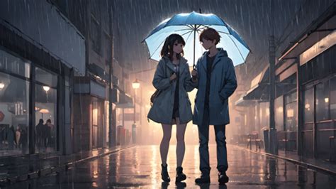 Anime Couple Sharing an Umbrella Under the Rain Video for Reels and Stories - Story Inker's Ko ...