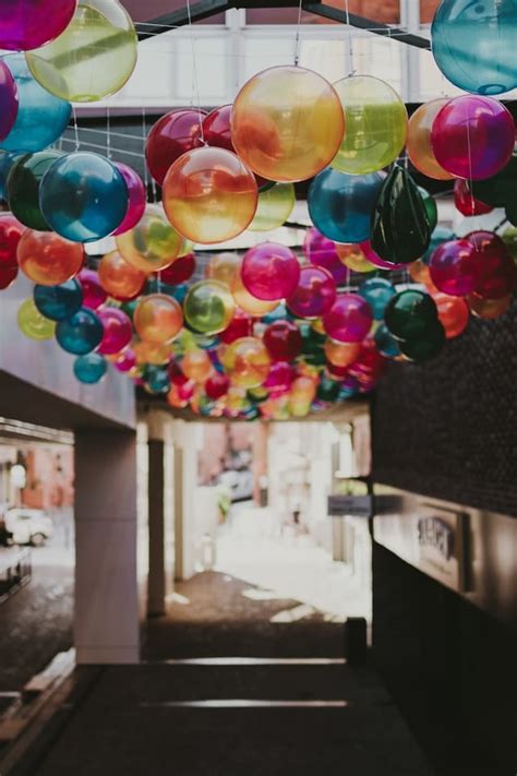 Balloons Hanging Upside Down From Ceiling | Shelly Lighting