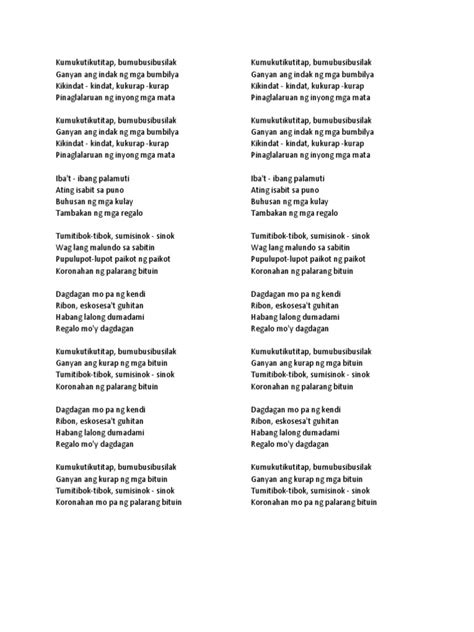 Kumukutikutitap - Lyrics | PDF