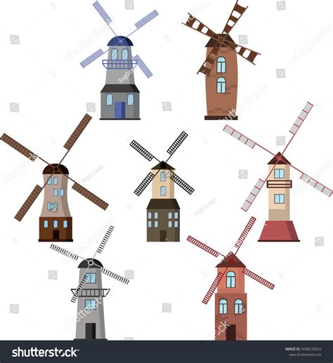 Windmill Set Different Types Windmills Stock Vector (Royalty Free) 1698576022 | Shutterstock