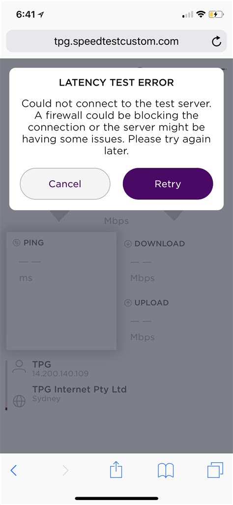 Internet speed test not working - TPG Community