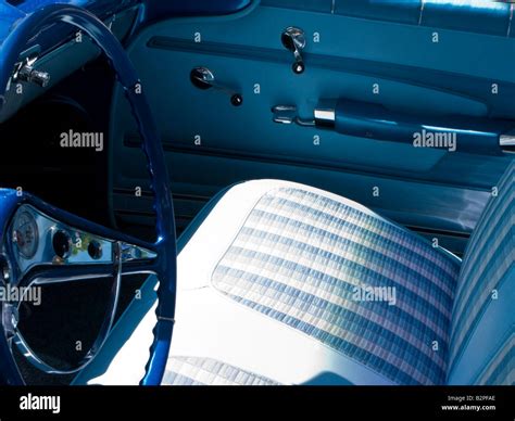 Blue interior of an old American Impala Stock Photo - Alamy