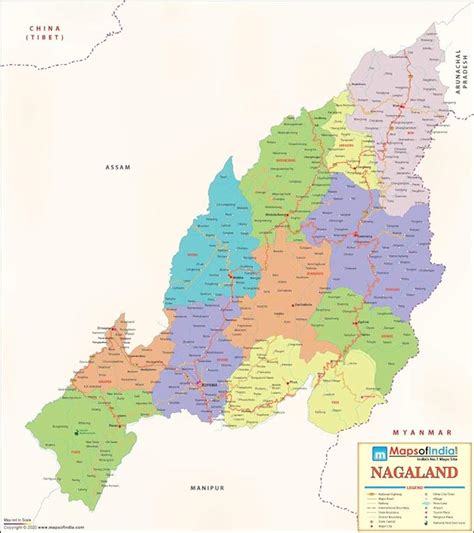 Nagaland Detailed Political Map - 2020 Edition (27.5"W X 40.5"H): Amazon.in: Office Products