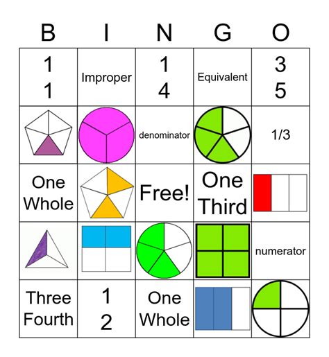 Fractions Bingo Card