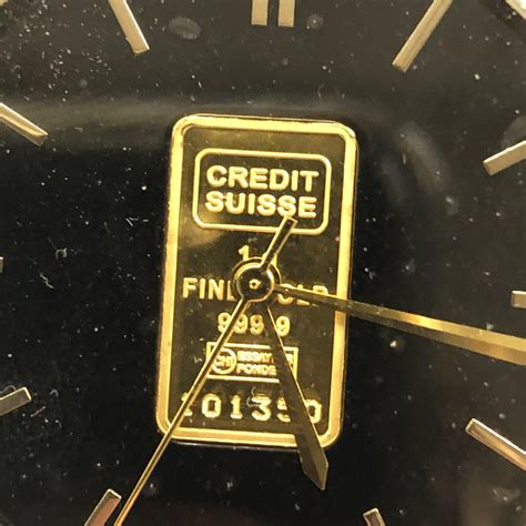 CASED CREDIT SUISSE 1G FINE GOLD INGOT GENTLEMAN'S WRIST WATCH