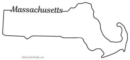 Massachusetts – Map Outline, Printable State, Shape, Stencil, Pattern | Massachusetts map, State ...