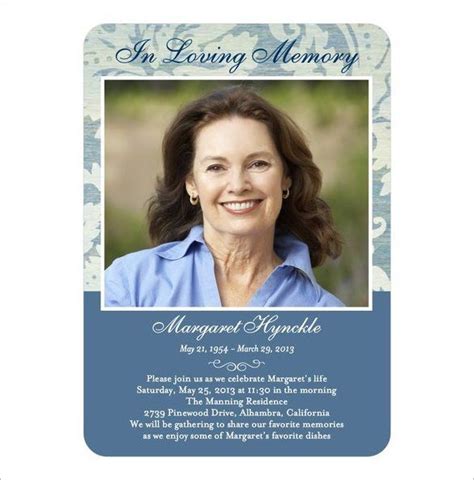 Memorial Card Template Free Download 16 Obituary Card Templates Free Printable Word Excel ...