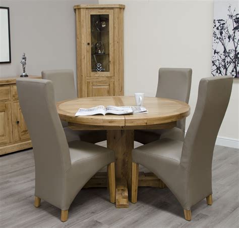 SIGNATURE Solid Oak - Round Extending Dining Table 125cm - 180cm