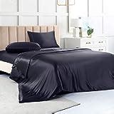 Amazon.com: Satin Bed Sheets Queen Sheet Set, Silver Grey Silk Sheets ...