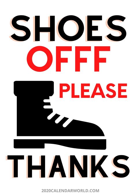 Free Printable Please Remove Shoes Sign Printable - Printable Templates