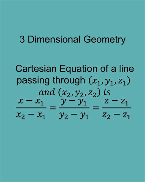 Cartesian Equation of a Line joining 2 points/3 Dimensional Geometry