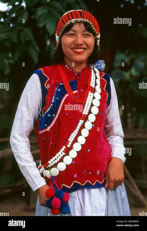 Burma / Myanmar: Lisu woman in traditional costume, Manhkring, Myitkyina, Kachin State. The Lisu ...