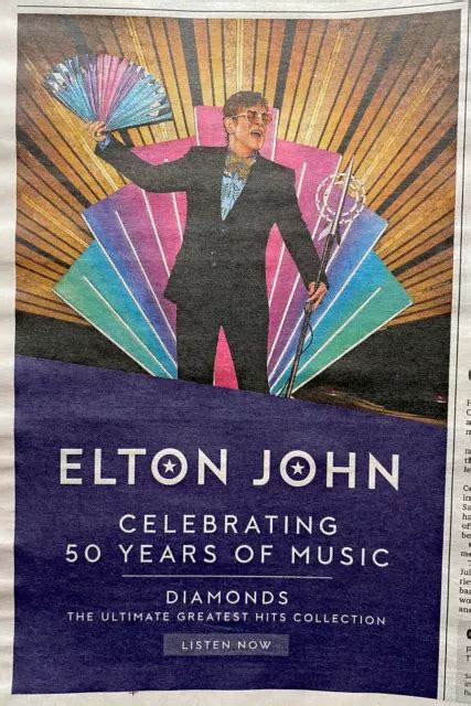 ELTON JOHN DIAMONDS Album 50 Years Of Music Ad Newspaper Advert Clipping 9x7” £6.75 - PicClick UK