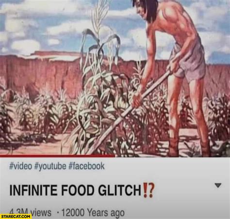 Farming infinite food glitch youtube video primitive man | StareCat.com