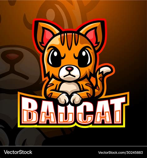 Bad cat mascot esport logo design Royalty Free Vector Image