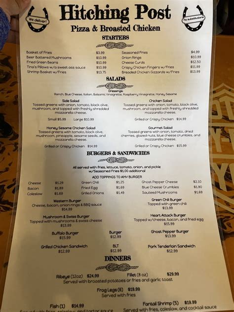 Hitching Post Saloon Menu (updated January 2025)