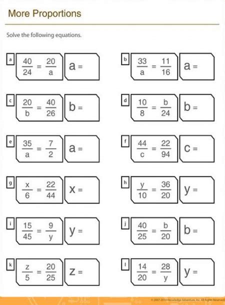 Direct Proportion Grade 5 Worksheets