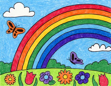 Easy How to Draw a Rainbow Tutorial Video & Rainbow Coloring Page