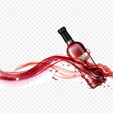 Red Wine Bottle Vector Hd PNG Images, Wine Glass Bottle In Flowing Red Liquid Realistic, Wine ...