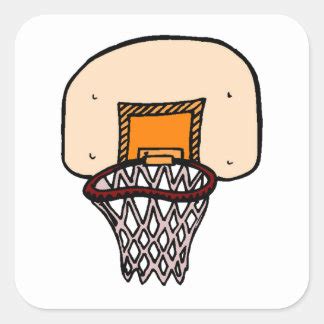 Cartoon Basketball Hoop Square Sticker