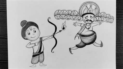 Dussehra Drawing Easy // Happy Dussehra Drawing // Ravan Drawing Easy ...