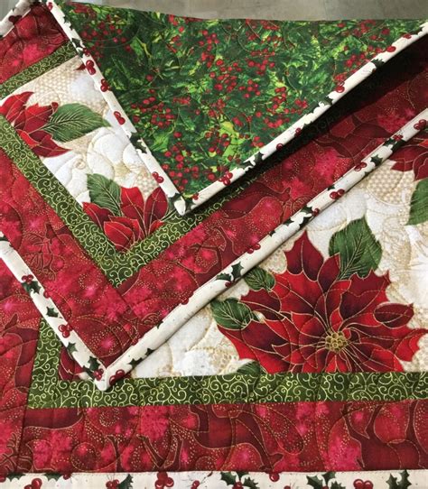 Christmas Placemats Quilted Placemats Poinsettia Placemats | Etsy