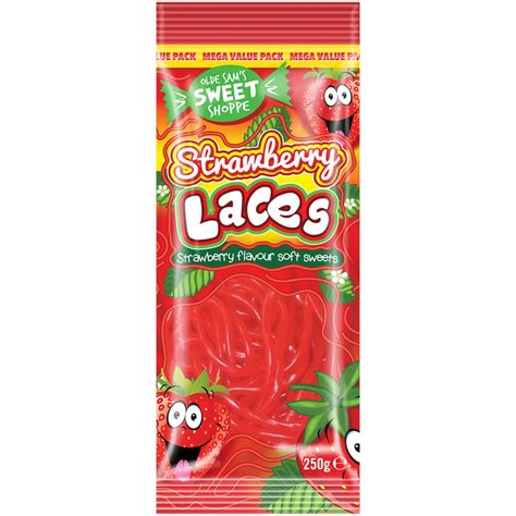 Strawberry Laces 250g | Olde Sam's Sweet Shoppe | Retro Sweets