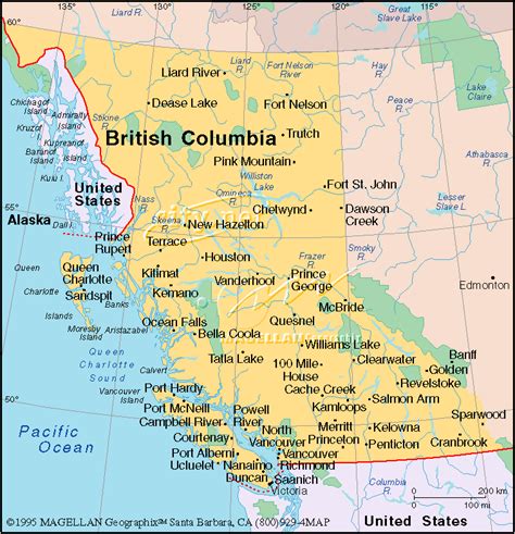 British Columbia, Canada Emblems: Map