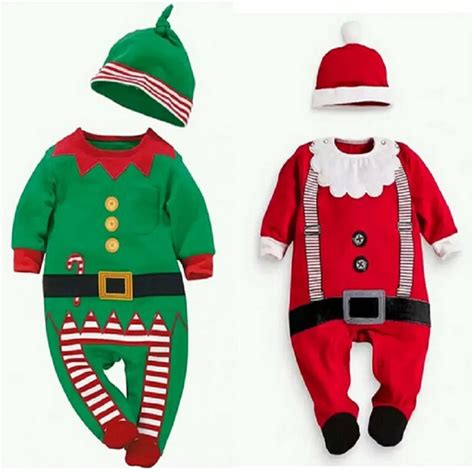 Newborn Baby Christmas Clothes Outfits Gift Boy Girl Romper + Hat Cap Clothing Set Baby Costume ...