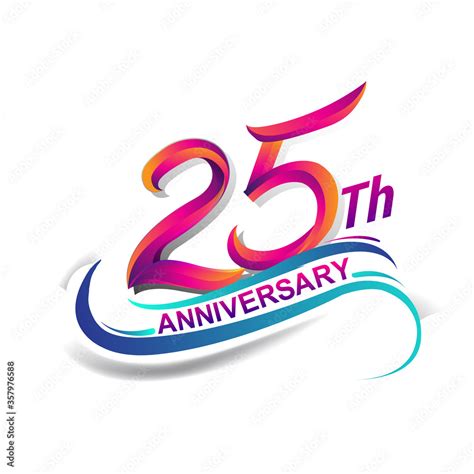 25th anniversary celebration logotype blue and red colored. Birthday ...