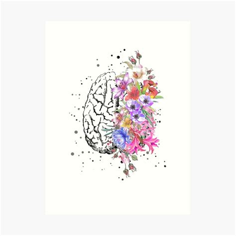 "Brain anatomy, watercolor Brain, flowers brain, brain with Flowers" Art Print by Rosaliartbook ...