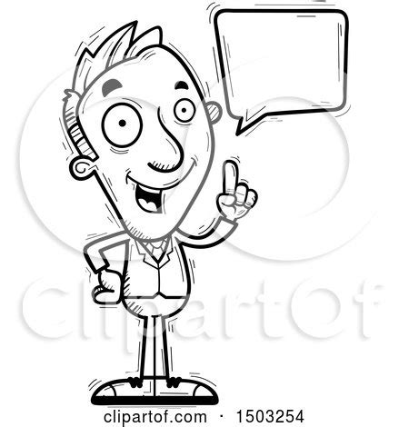 Clipart of a Black and White Talking Caucasian Business Man - Royalty Free Vector Illustration ...