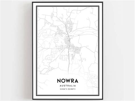 Nowra Map Print, Nowra Map Poster Wall Art, Nowra City Map, Nowra Print Street Map Decor, Road ...