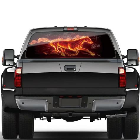 Buy 3D Horse Running Tint Truck Rear Window Decal Perforated Vinyl ...