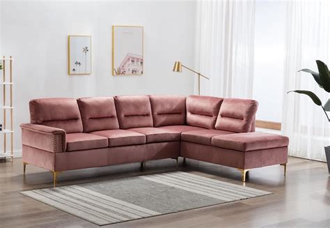 Vogue Sectional - Pink Velvet