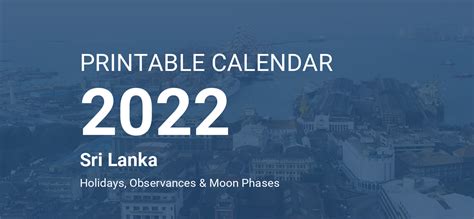 Sri Lanka Holiday Calendar 2022