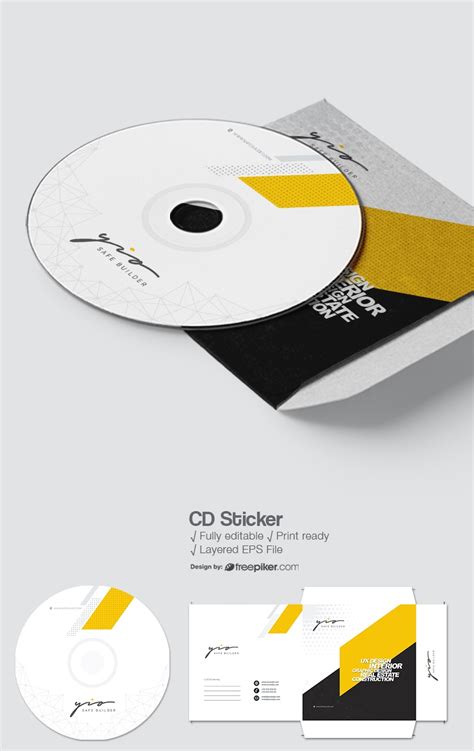 Freepiker | creative minimal cd-sticker template