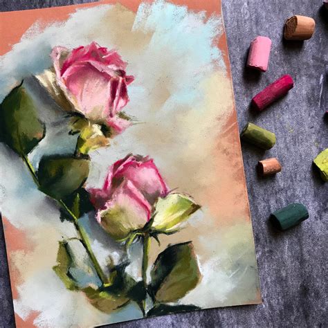 Roses Soft Pastels Painting Original flowers painting pink | Etsy ...